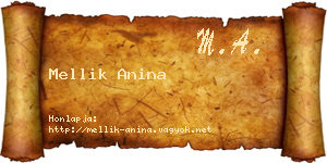 Mellik Anina névjegykártya